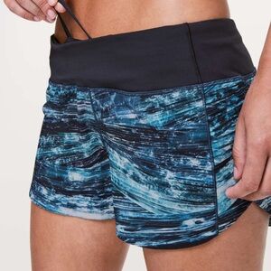 [Lululemon] Speed Up Short Long 4" Shorelines Multi Blue/Black Size 8